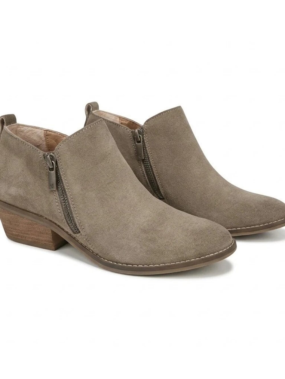 Lucky Brand Boots Women's 7.5 M Casual Side Zip Ankle Bootie Beige Suede - Picture 3 of 8